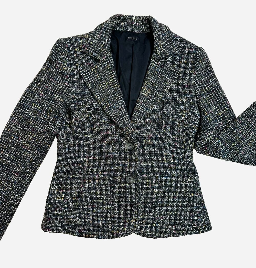 Vintage Marled‎ Cotton Blazer Searle Preppy Librarian Academia Poet Executive 8